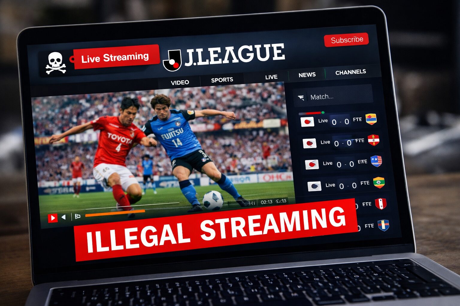 Jリーグの違法サイト